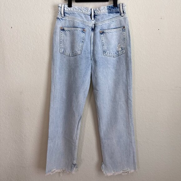 FREE PEOPLE Tapered Baggy Boyfriend Distressed Straight Leg Jeans NWOT Size 28 - Picture 3 of 7